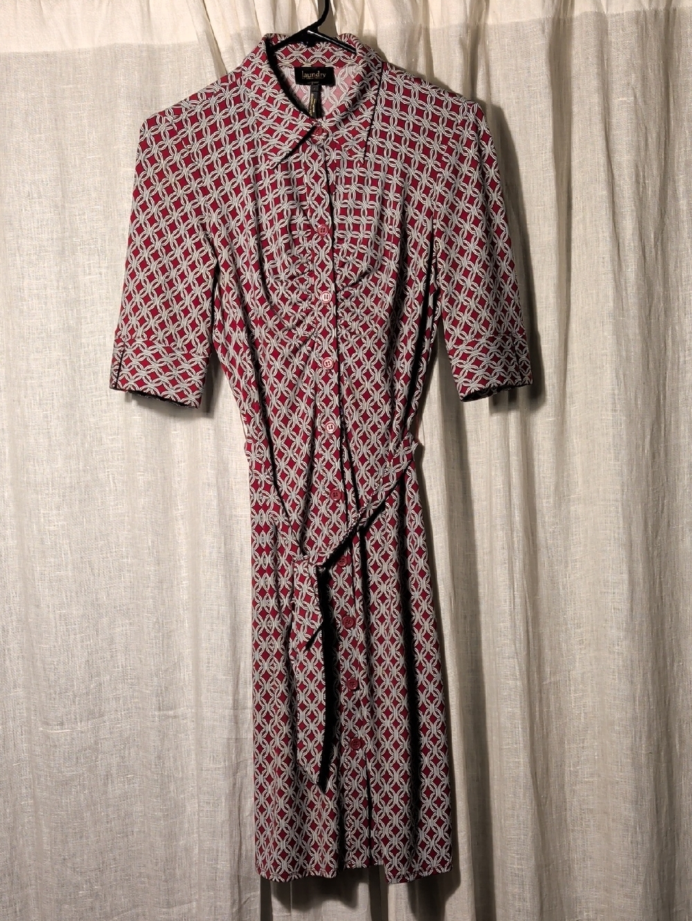 Laundry By Shelli Segal Red and White Interlocking Circle Blouse
